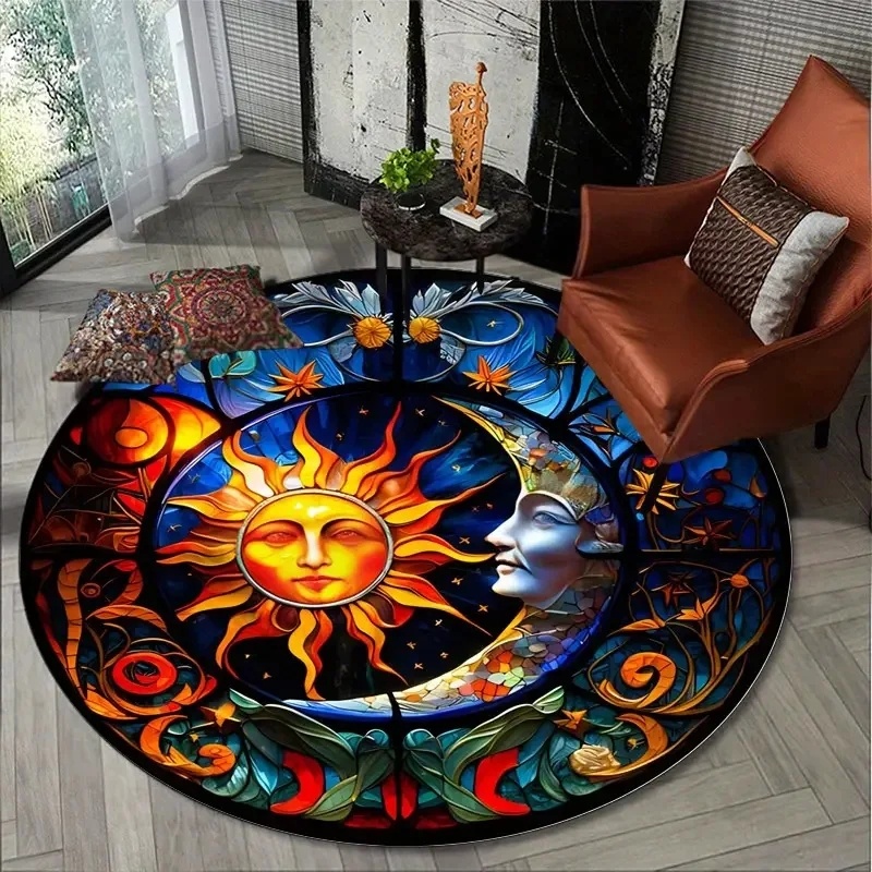 Alfombra Redonda Mística Sol y - Commercial Glass Printing reseña y precio