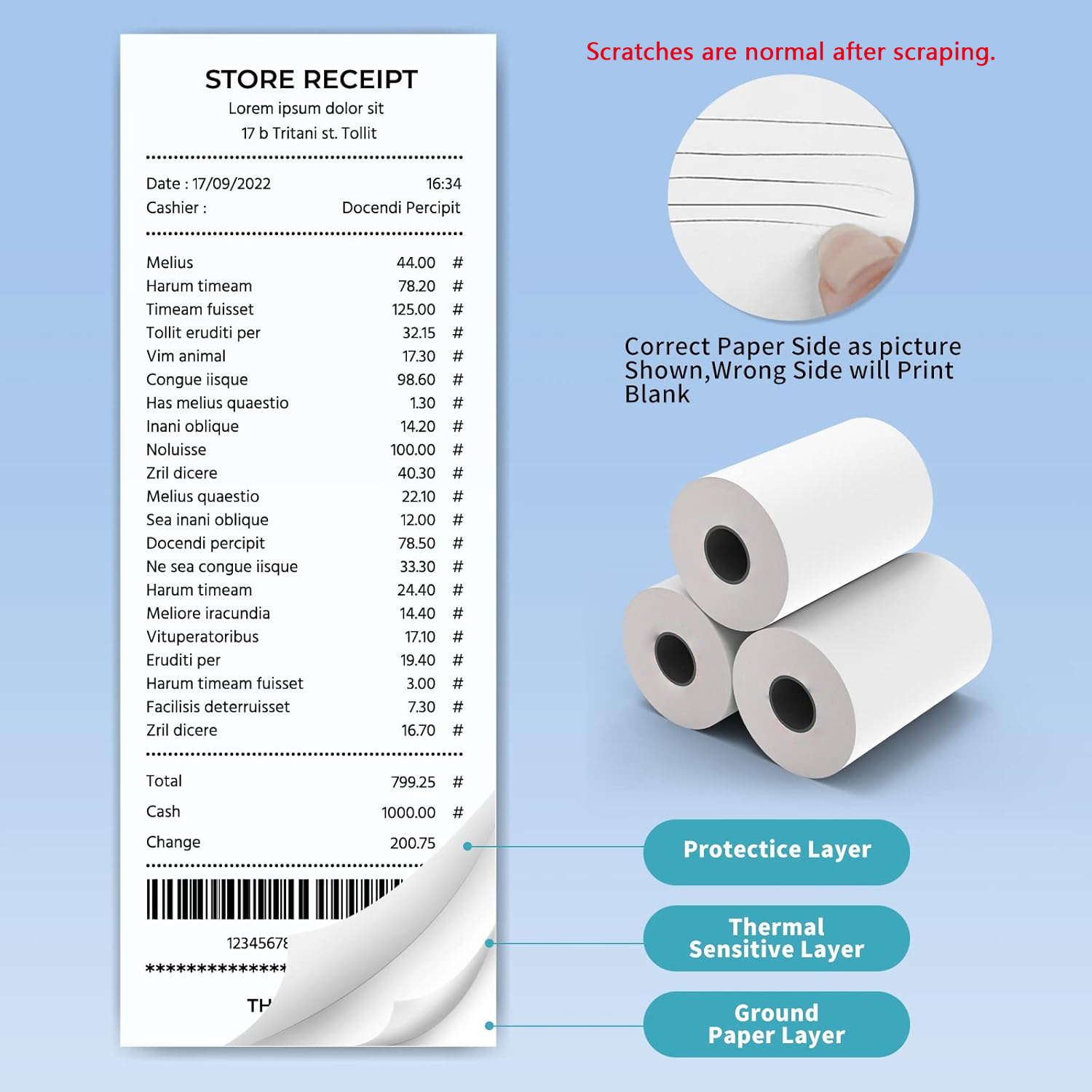 Papel térmico para recibos de  - Commercial Printer reseña y precio